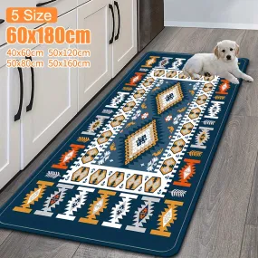 1pc soft Southwest Kitchen rugs, Navy Blue Carpet, runner rugs for kitchen laundry hallway, Dirt-resistant Durable Washable Non-