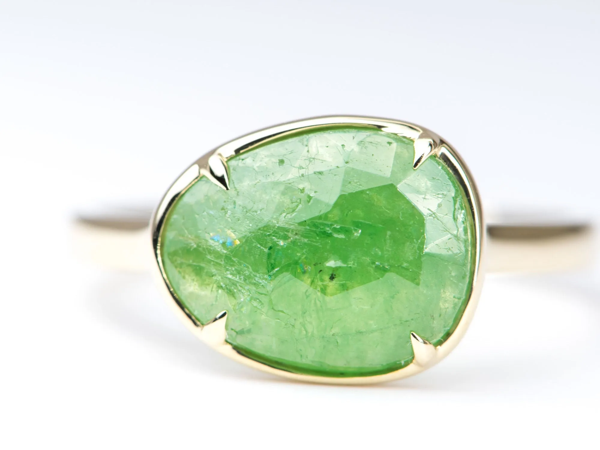 2.68ct Rose Cut Tsavorite Stacking Ring 9K Yellow Gold R6269