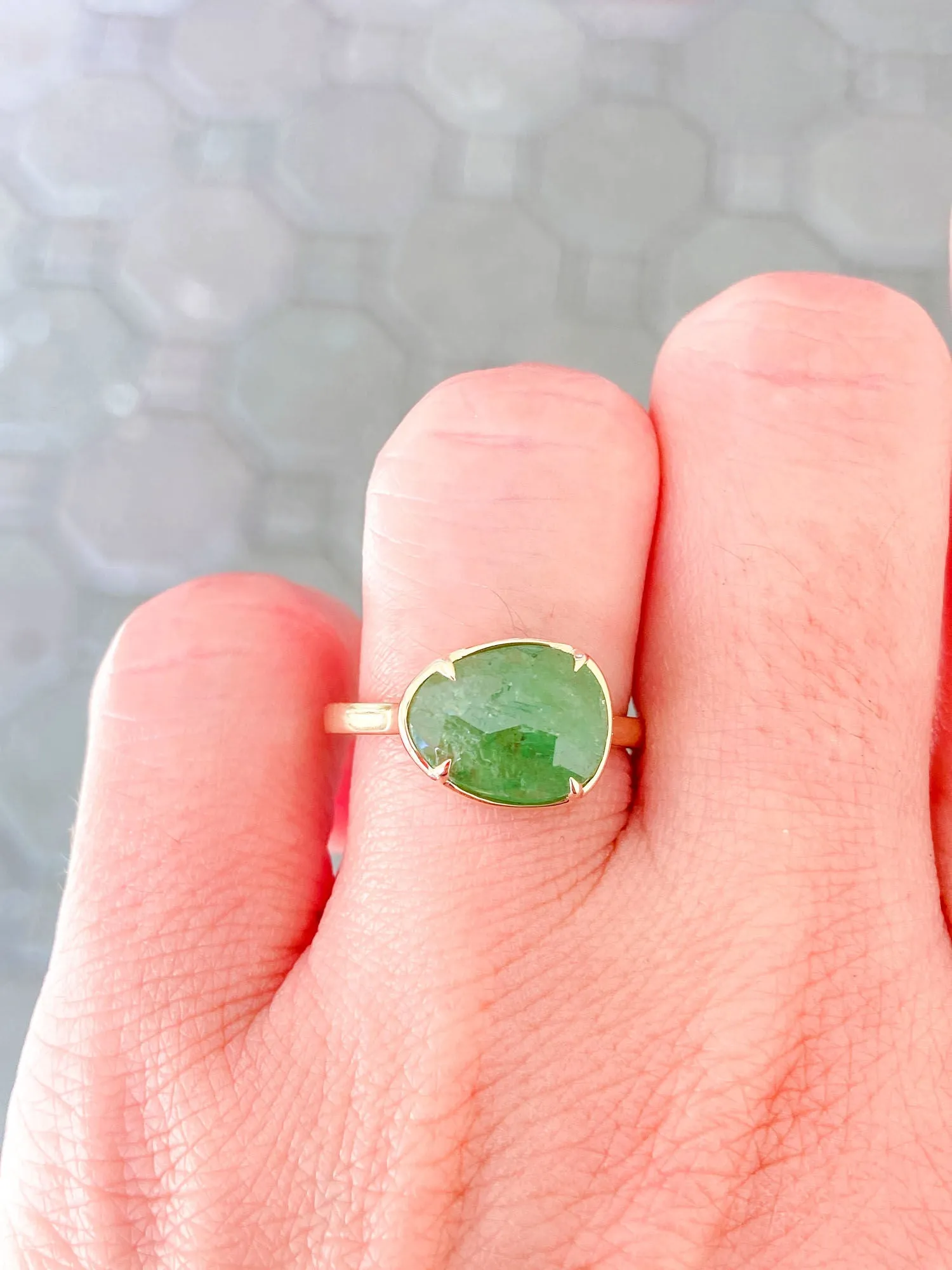 2.68ct Rose Cut Tsavorite Stacking Ring 9K Yellow Gold R6269