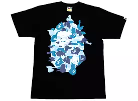 A Bathing Ape ABC Camo Rebuild Big Ape Head Tee in Black/Blue xld