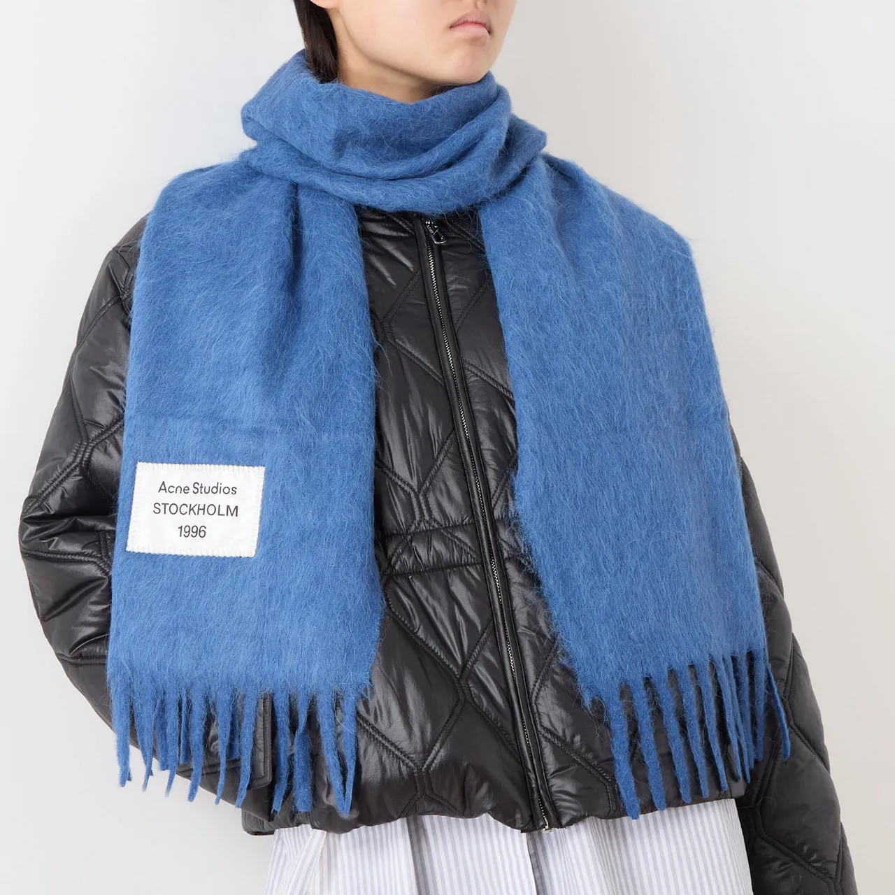 ACNE STUDIOS The Sustainable Edit Viper Logo Scarf - Denim Blue