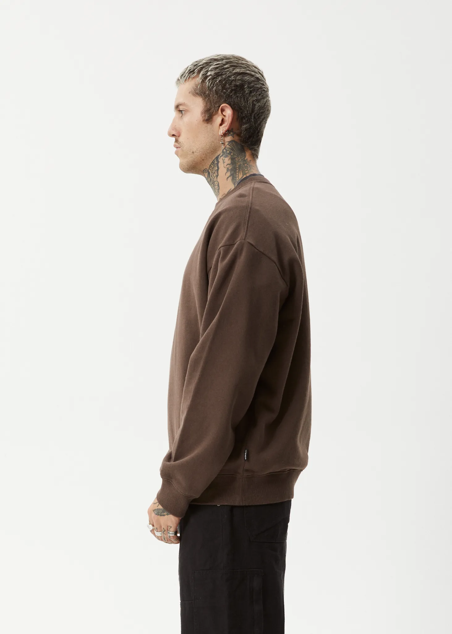 AFENDS Mens Questions - Crew Neck - Coffee