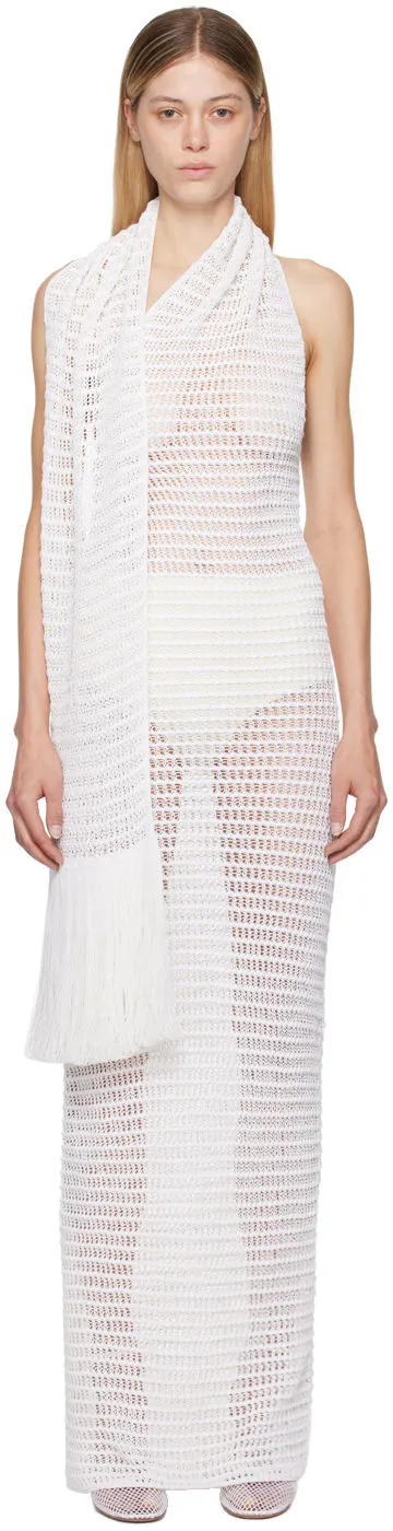 ALAÏA White Fringed Maxi Dress