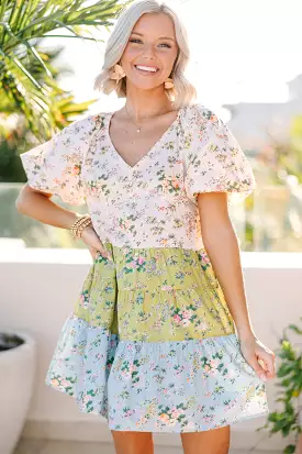 All On You Cream White Ditsy Floral Dress