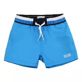 Aqua Blue Embroidered Swim Shorts