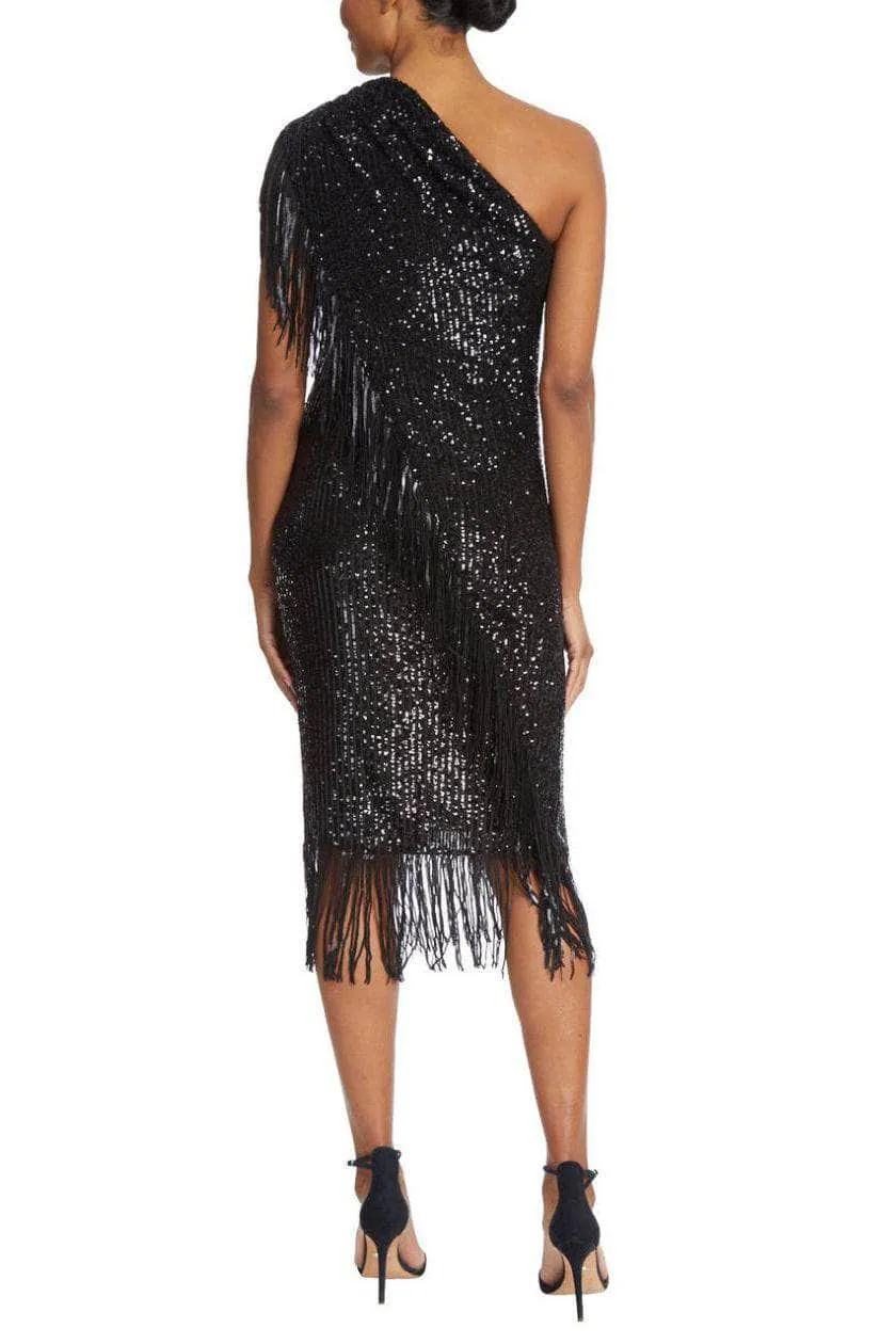 Badgley Mischka SC2800 - One Shoulder Fringed Cocktail Dress