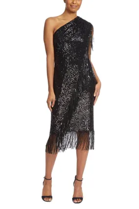 Badgley Mischka SC2800 - One Shoulder Fringed Cocktail Dress