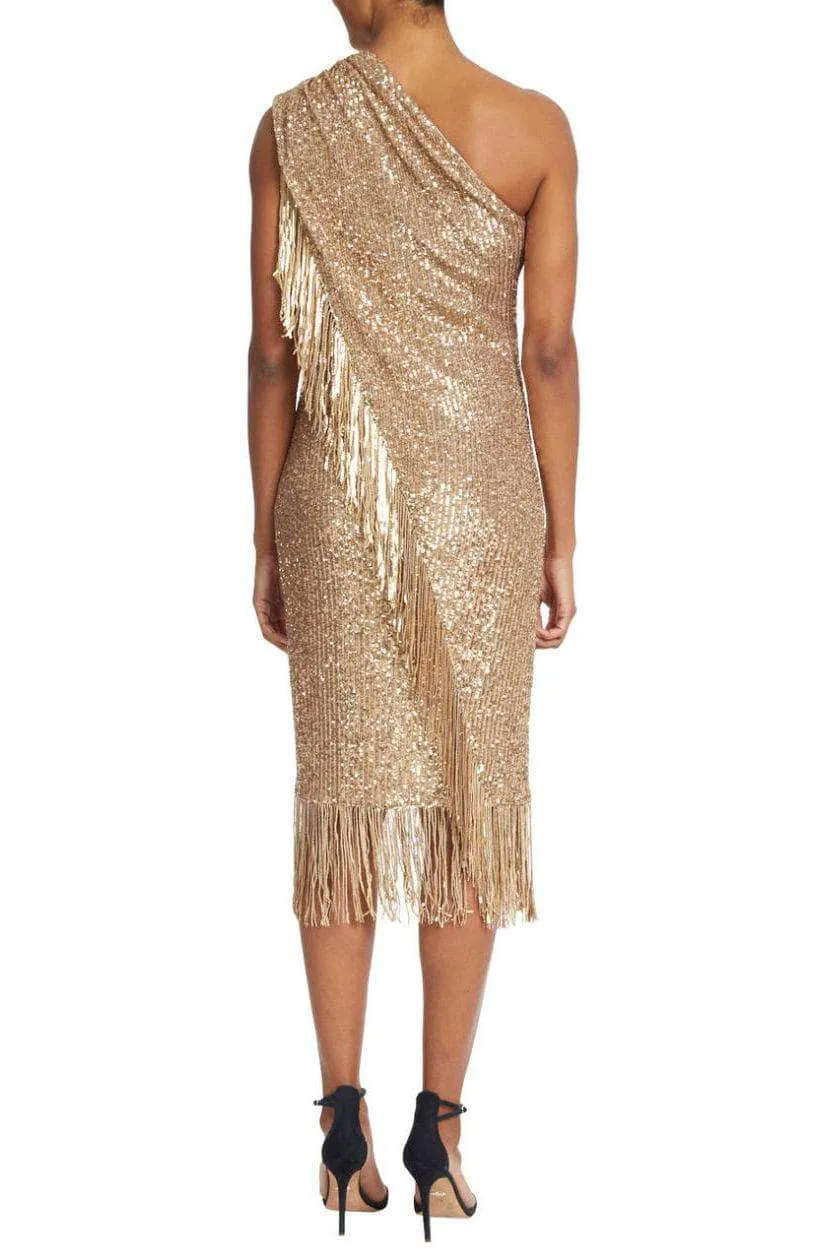 Badgley Mischka SC2800 - One Shoulder Fringed Cocktail Dress