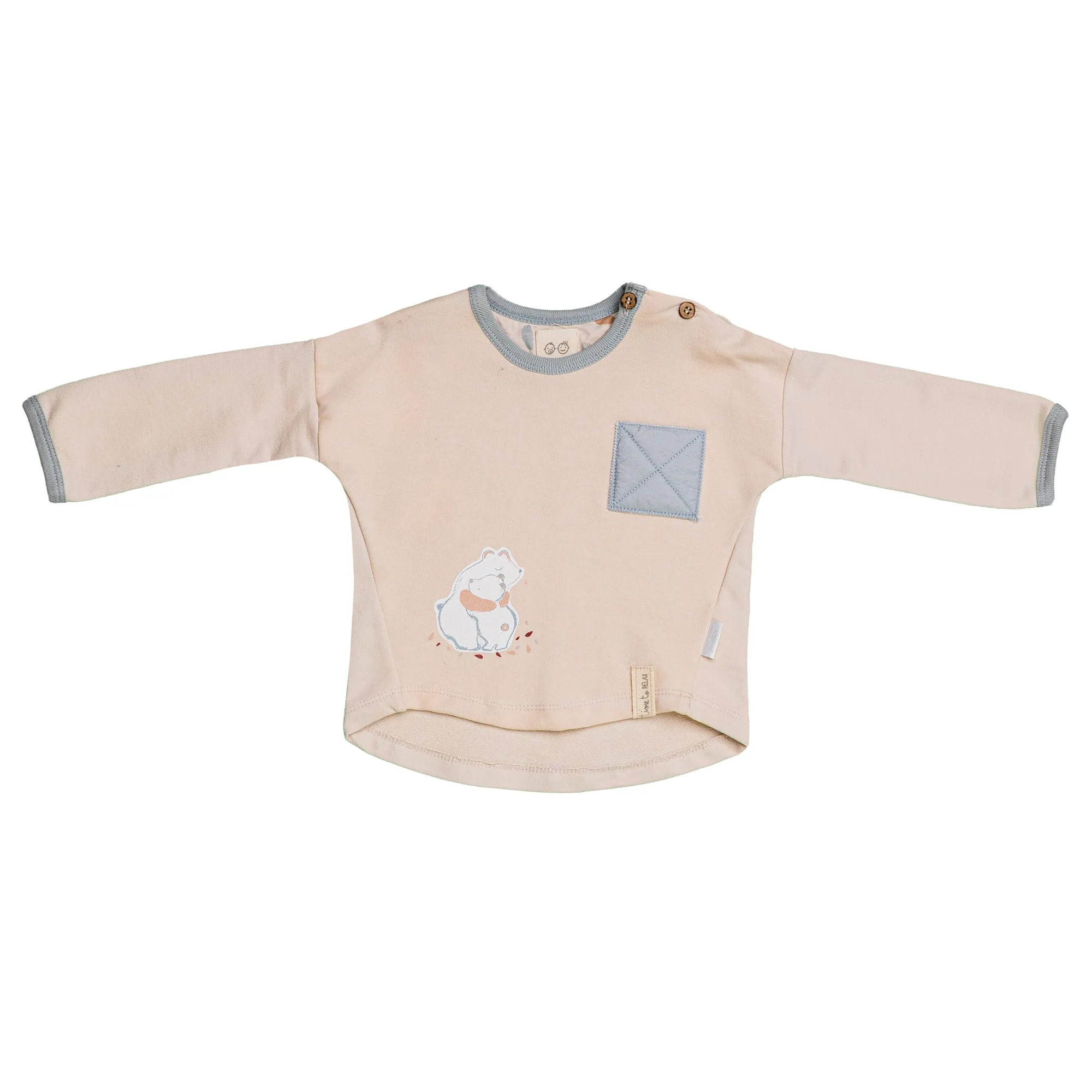 Beige Bear Graphic Pocket Outfit