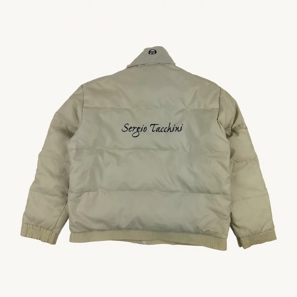 Beige Tan 90s Sergio Tacchini Puffer Jacket Coat (L)