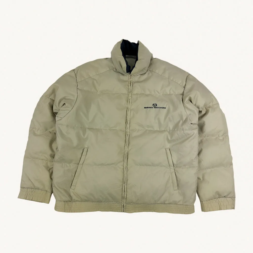 Beige Tan 90s Sergio Tacchini Puffer Jacket Coat (L)