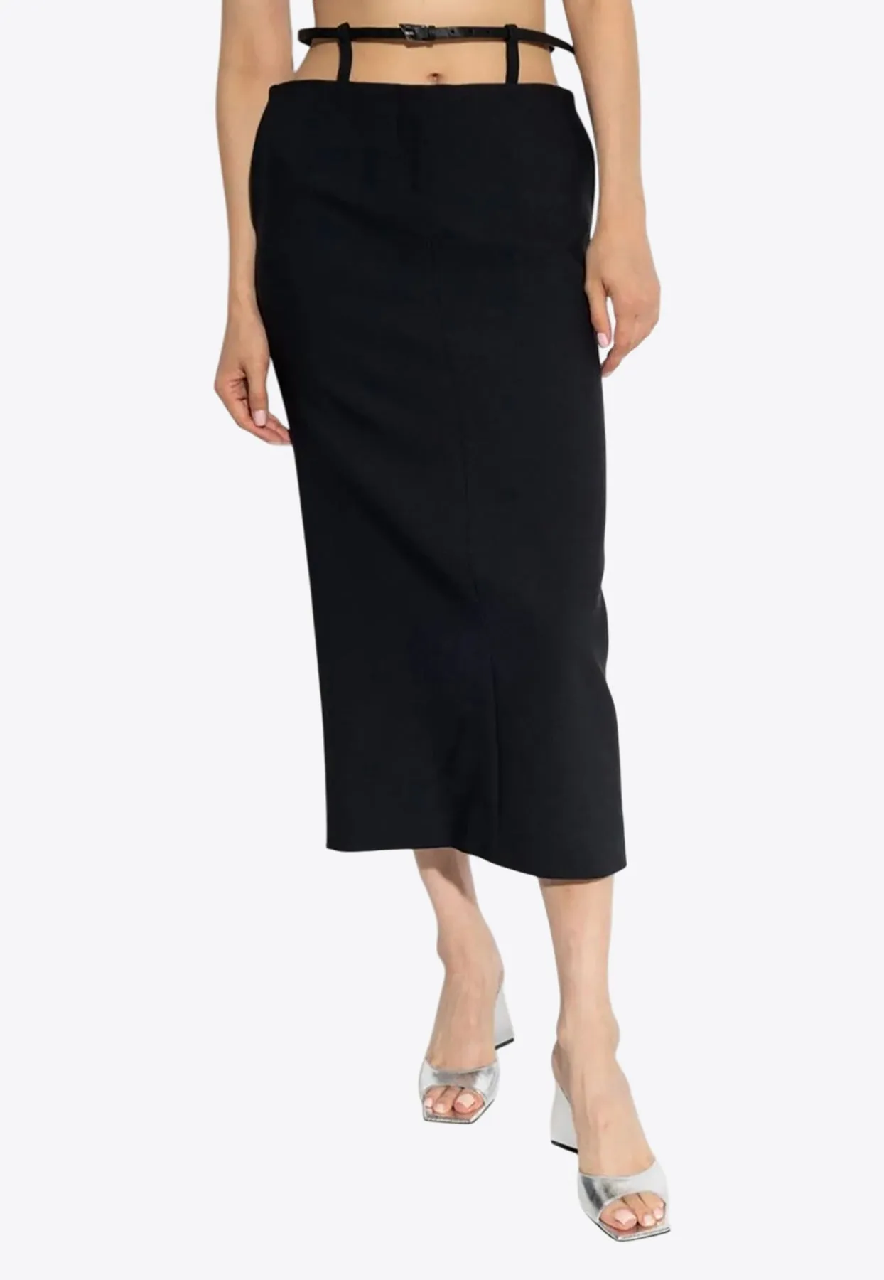 Belted Midi Pencil Skirt