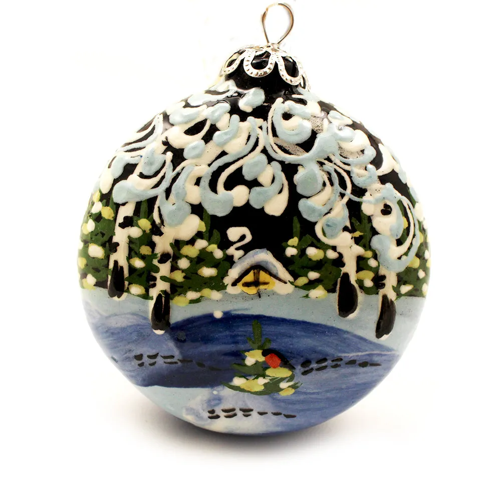 Birch Trees Round Small Ceramic Ornament