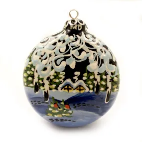 Birch Trees Round Small Ceramic Ornament