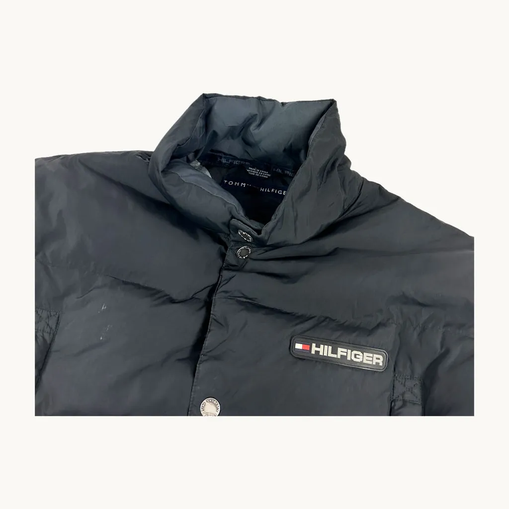 Black 90s Tommy Hilfiger Puffer Jacket Coat (L)