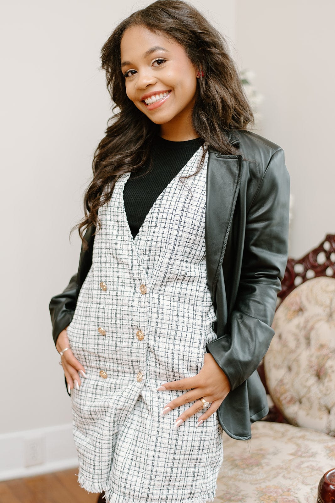 Black Faux Leather Blazer