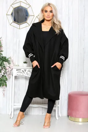 Black Ribbed Sleeve Coat