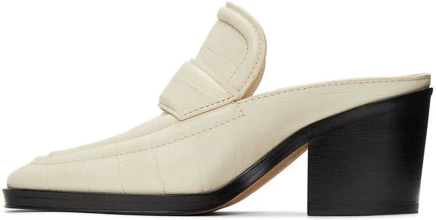 Bottega Veneta Off-White Croc Heeled Mules