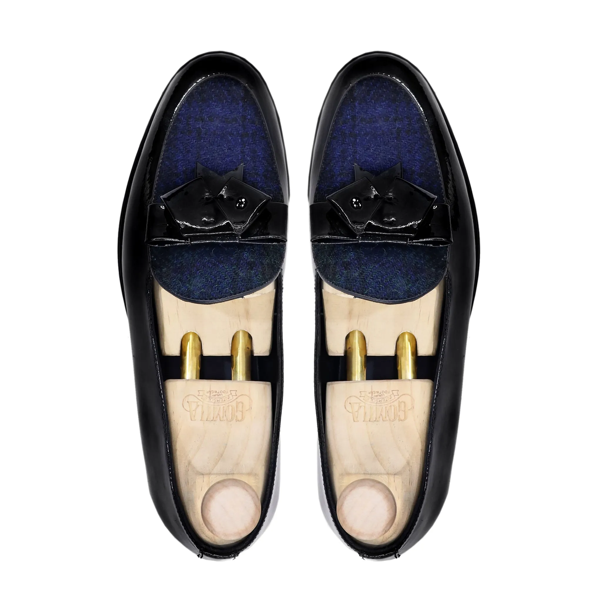 BRAYAN - FUSION OF BLACK PATENT AND HARRIS TWEED LOAFER