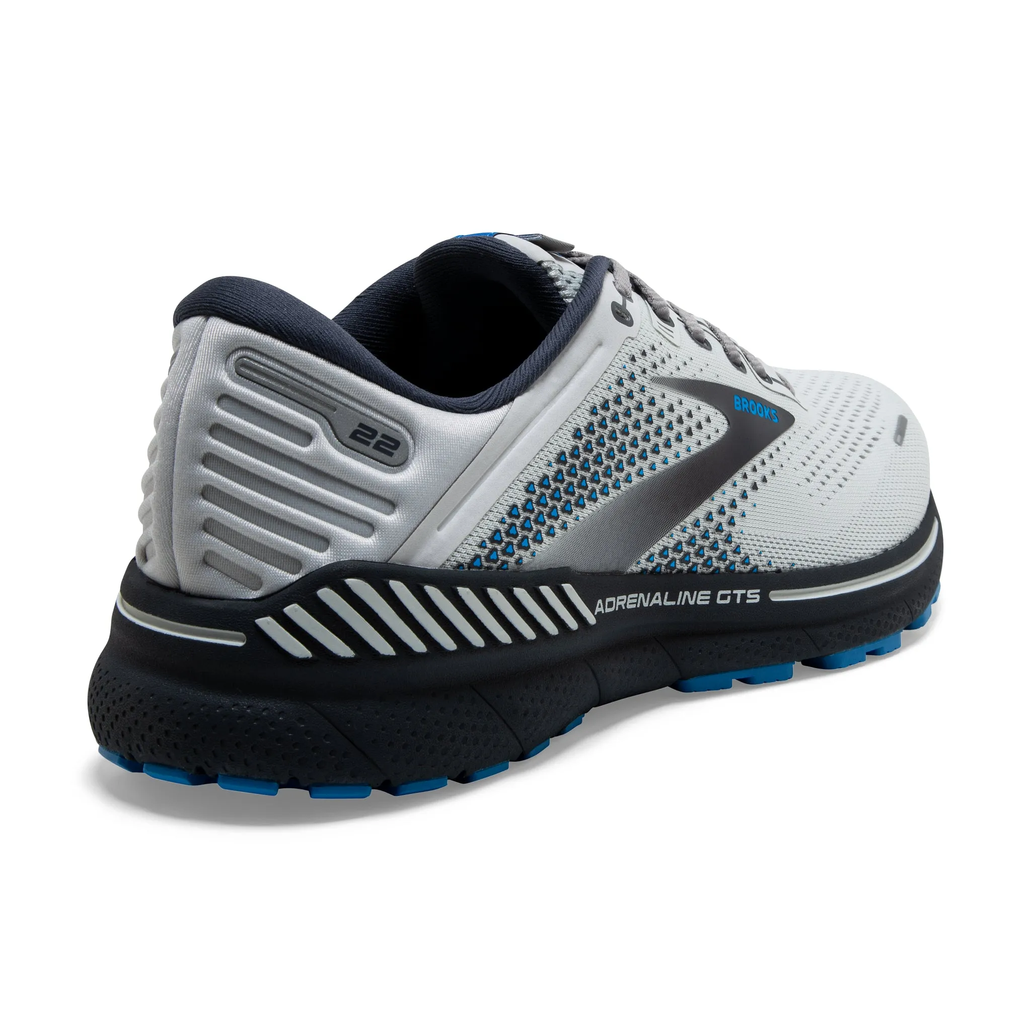 Brooks Men's 110366 023 Adrenaline GTS 22  Oyster/India Ink/Blue Cushion Support Running Shoes