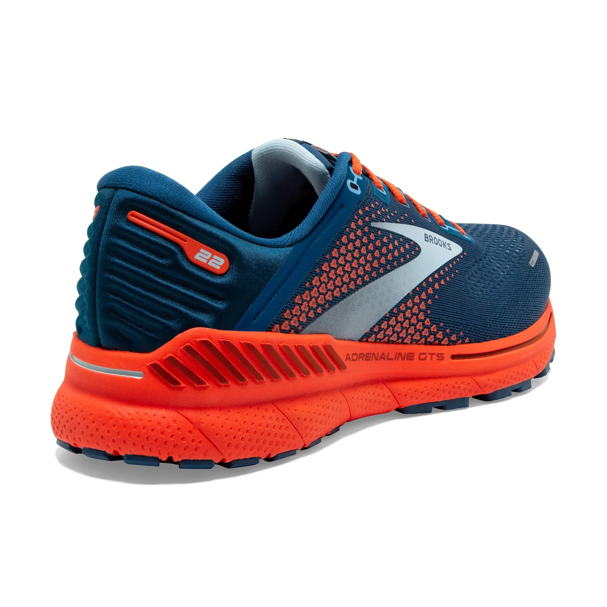 Brooks Men's 110366 404 Adrenaline GTS 22 Blue/Light Blue/Orange Cushion Support Running Shoes