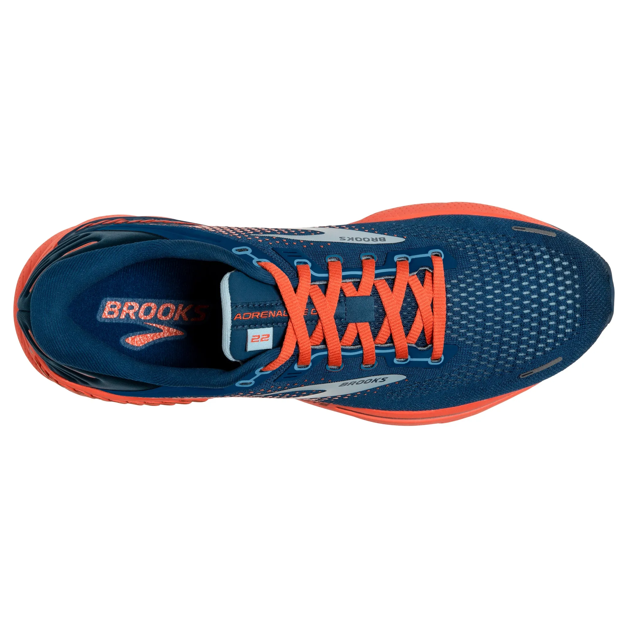 Brooks Men's 110366 404 Adrenaline GTS 22 Blue/Light Blue/Orange Cushion Support Running Shoes