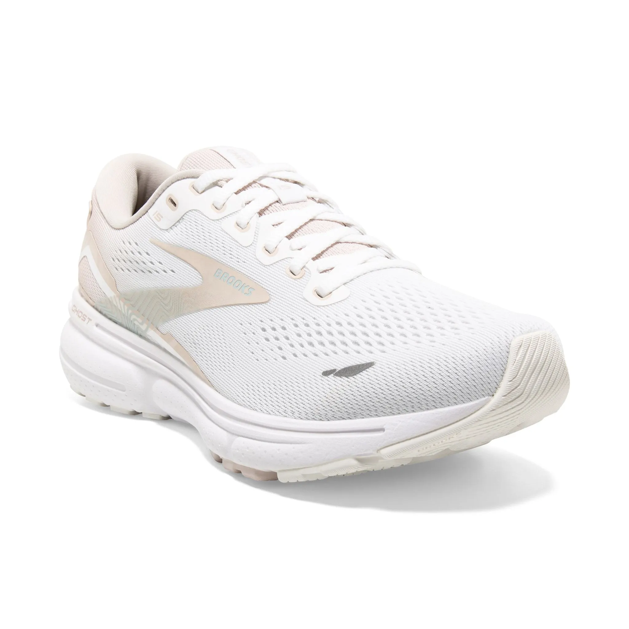 Brooks Women's 120380 189 Ghost 15 White Crystal Grey Glass Cushion Neutral Running Shoes