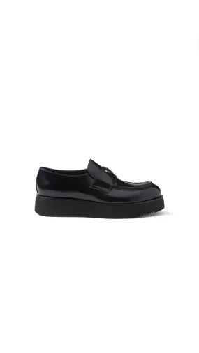 Brushed Leather Loafers - Black