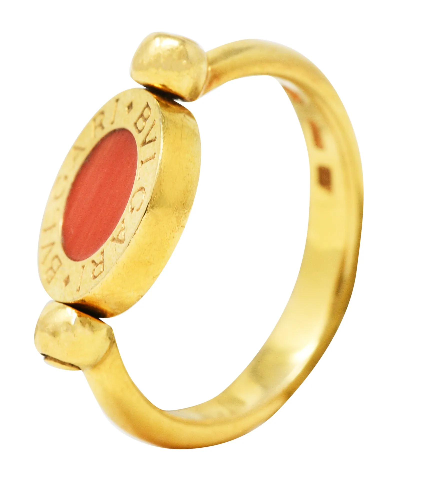 Bulgari Coral Onyx 18 Karat Yellow Gold Flip Band Ring