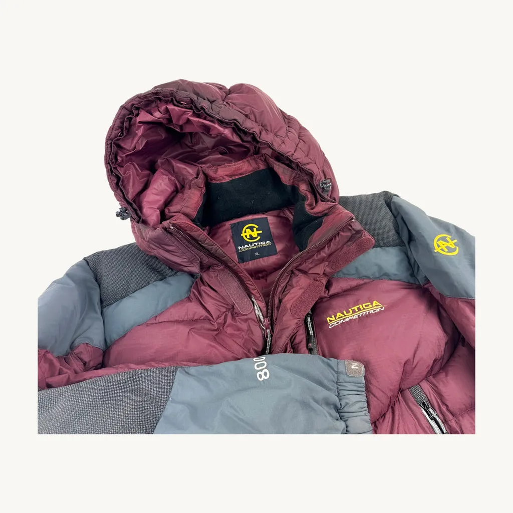 Burgundy 90s Nautica Challenger 800 Series Puffer Jacket Coat (L)