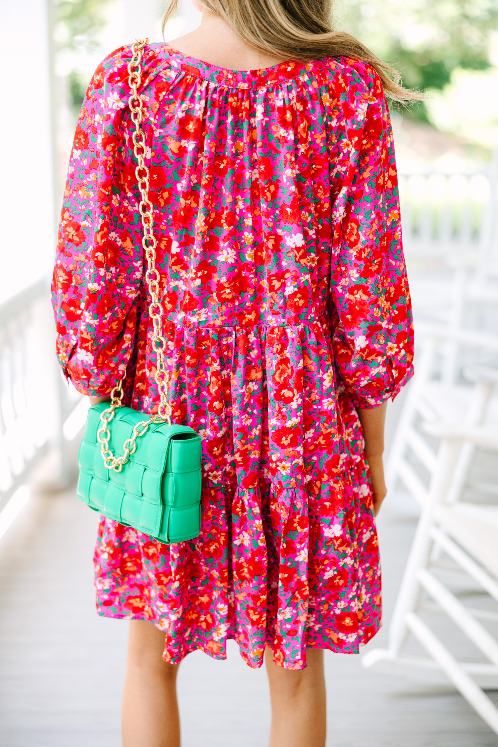 Can't Be Outdone Fuchsia Pink Ditsy Floral Dress