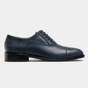 Cap toe Oxfords in blue leather