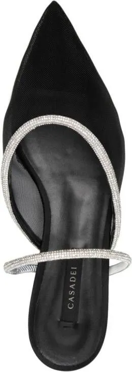 Casadei Mimi crystal-embellished mesh mules Black