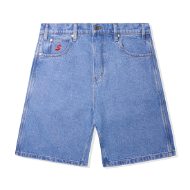 Cash Logo Denim Shorts Washed Indigo