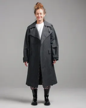 Charcoal Long Coat With Patch