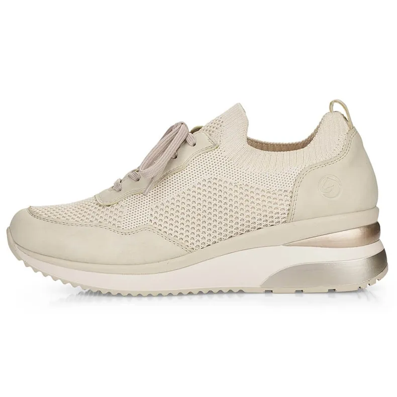 Comfortable women's wedge sports shoes, beige Remonte D2406-60