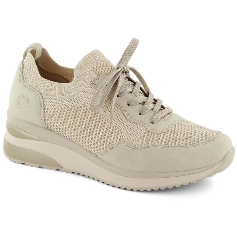 Comfortable women's wedge sports shoes, beige Remonte D2406-60