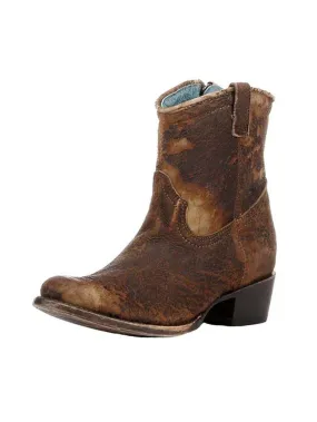 Corral C1064 Ladies Lamb Abstract Short Top Boots Chocolate Tan