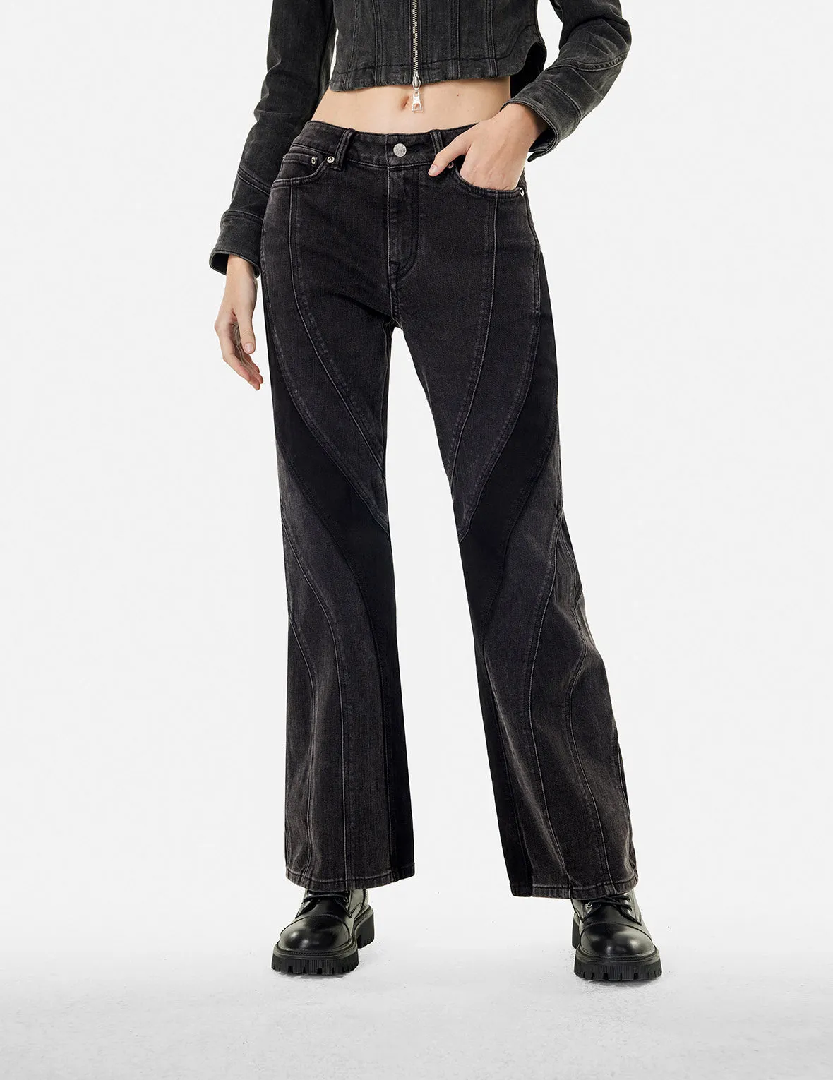 Cut-Line Fashion Fit Boot Cut Jeans