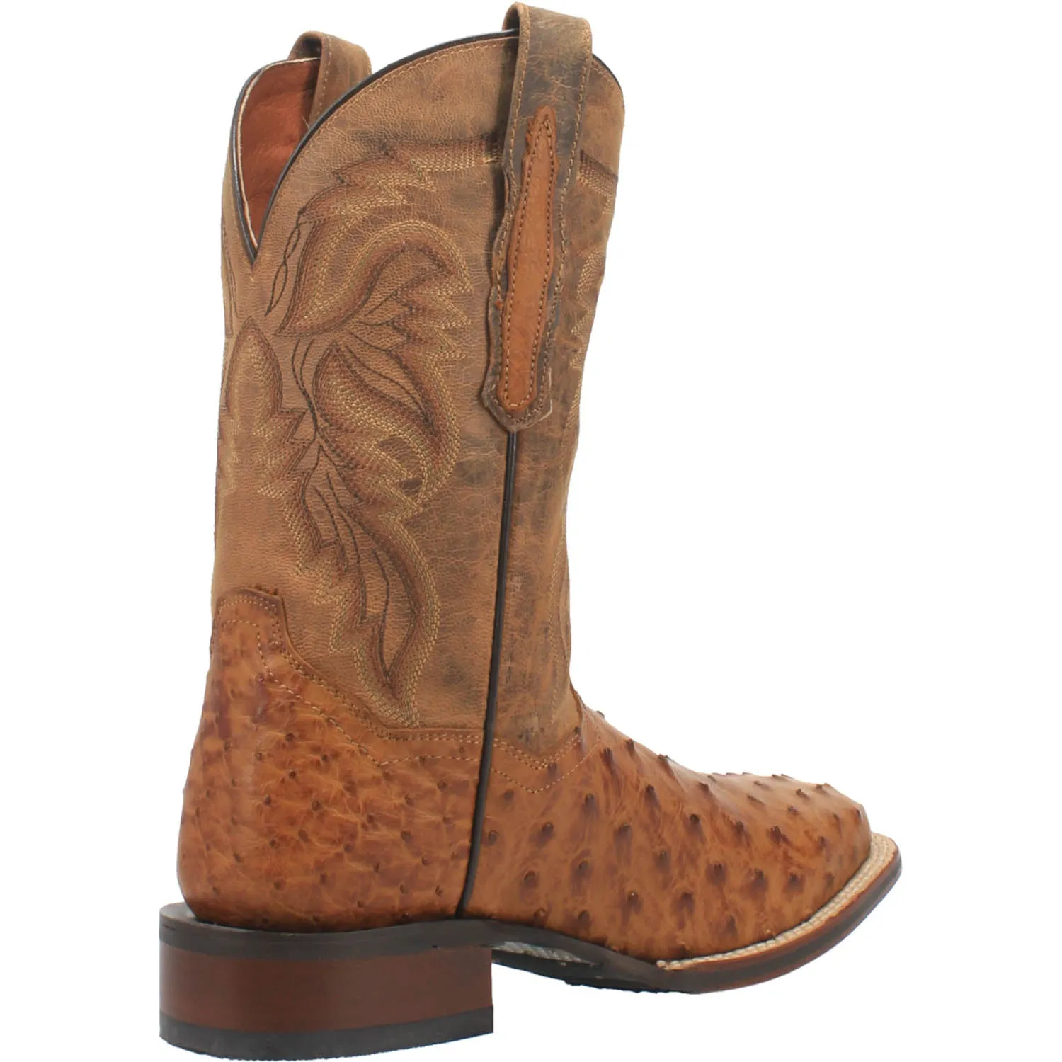 Dan Post Mens Alamosa Cowboy Boots Ostrich Saddle Tan/Brown