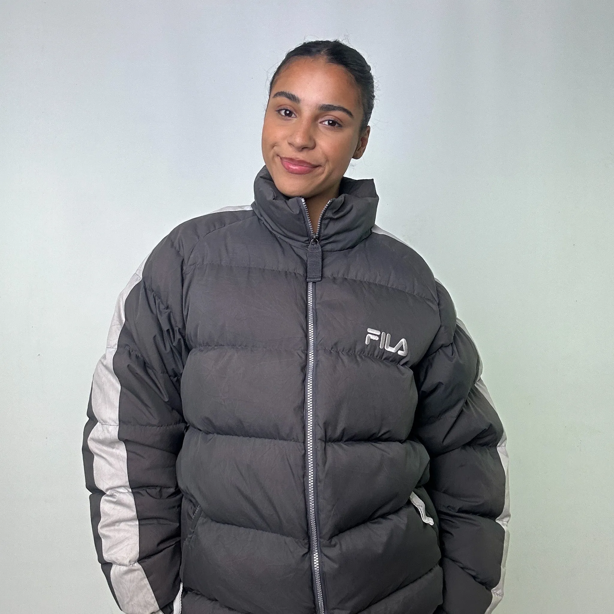 Dark Grey 90s FILA Puffer Jacket Coat (L)