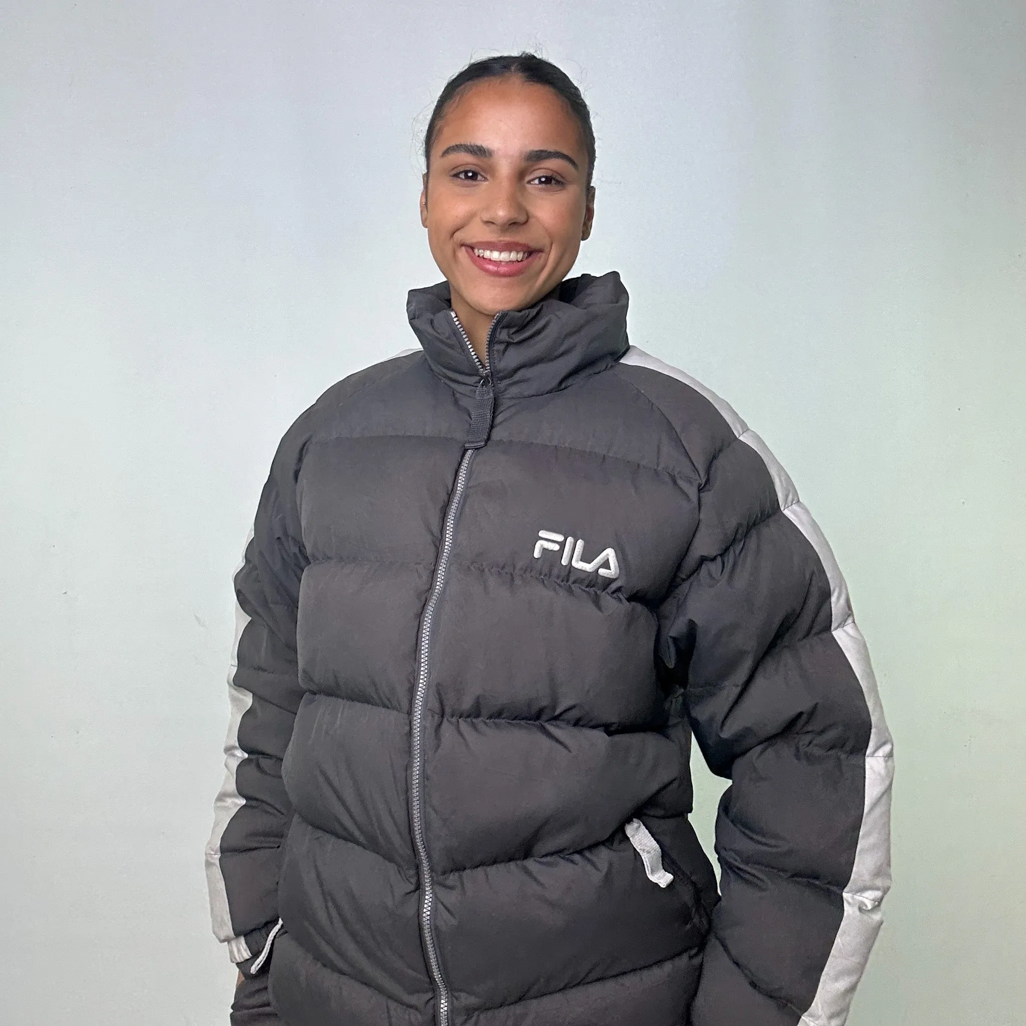 Dark Grey 90s FILA Puffer Jacket Coat (L)