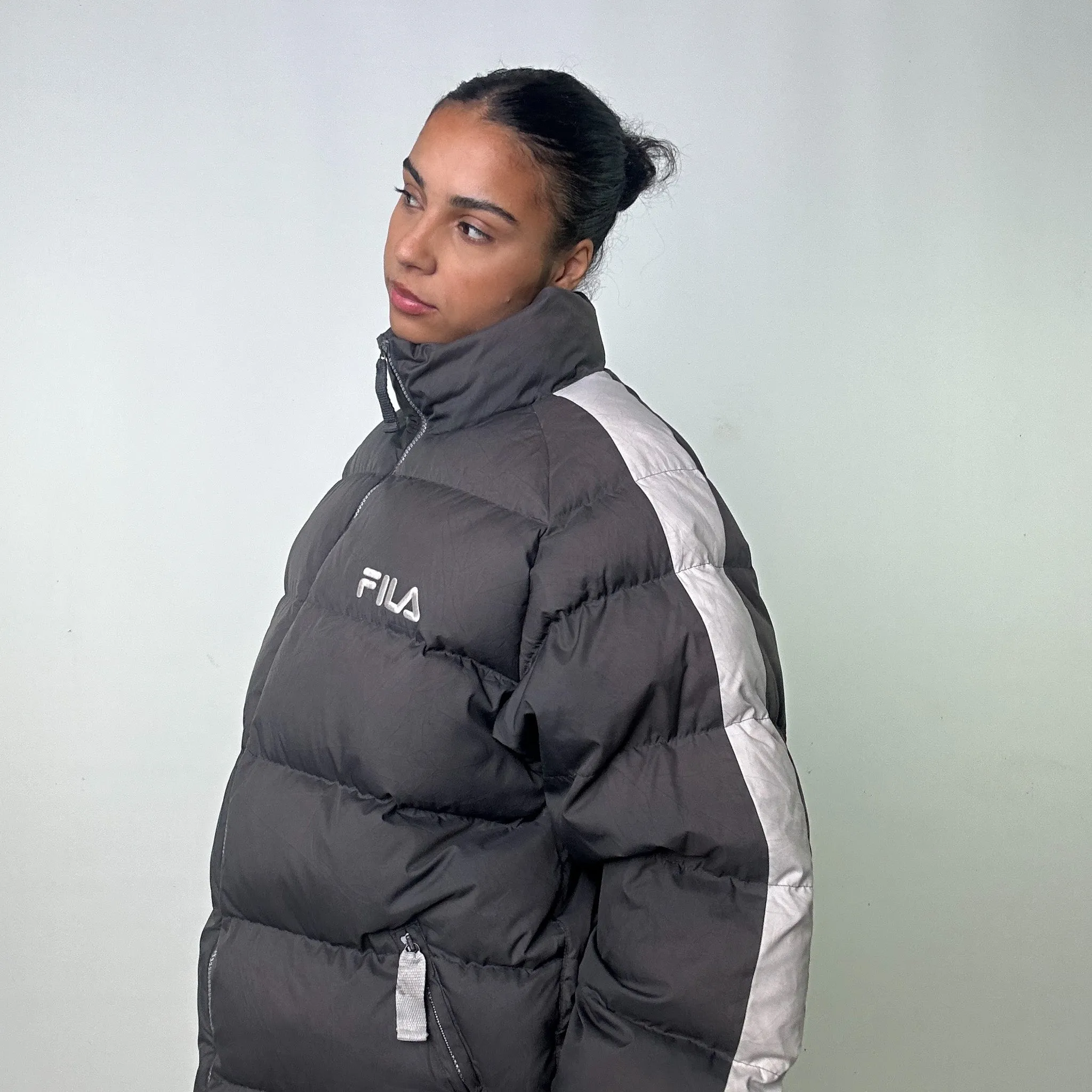 Dark Grey 90s FILA Puffer Jacket Coat (L)