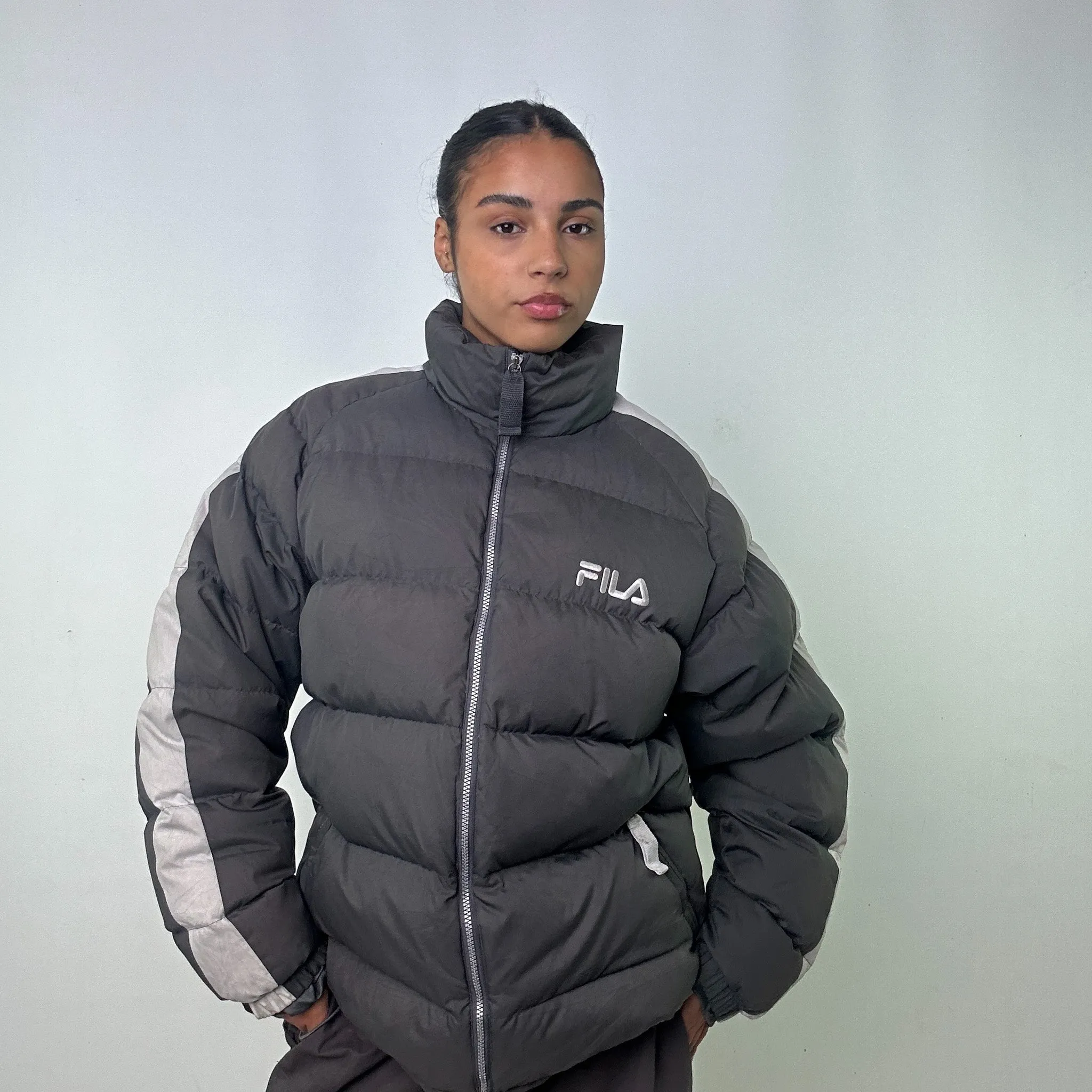 Dark Grey 90s FILA Puffer Jacket Coat (L)