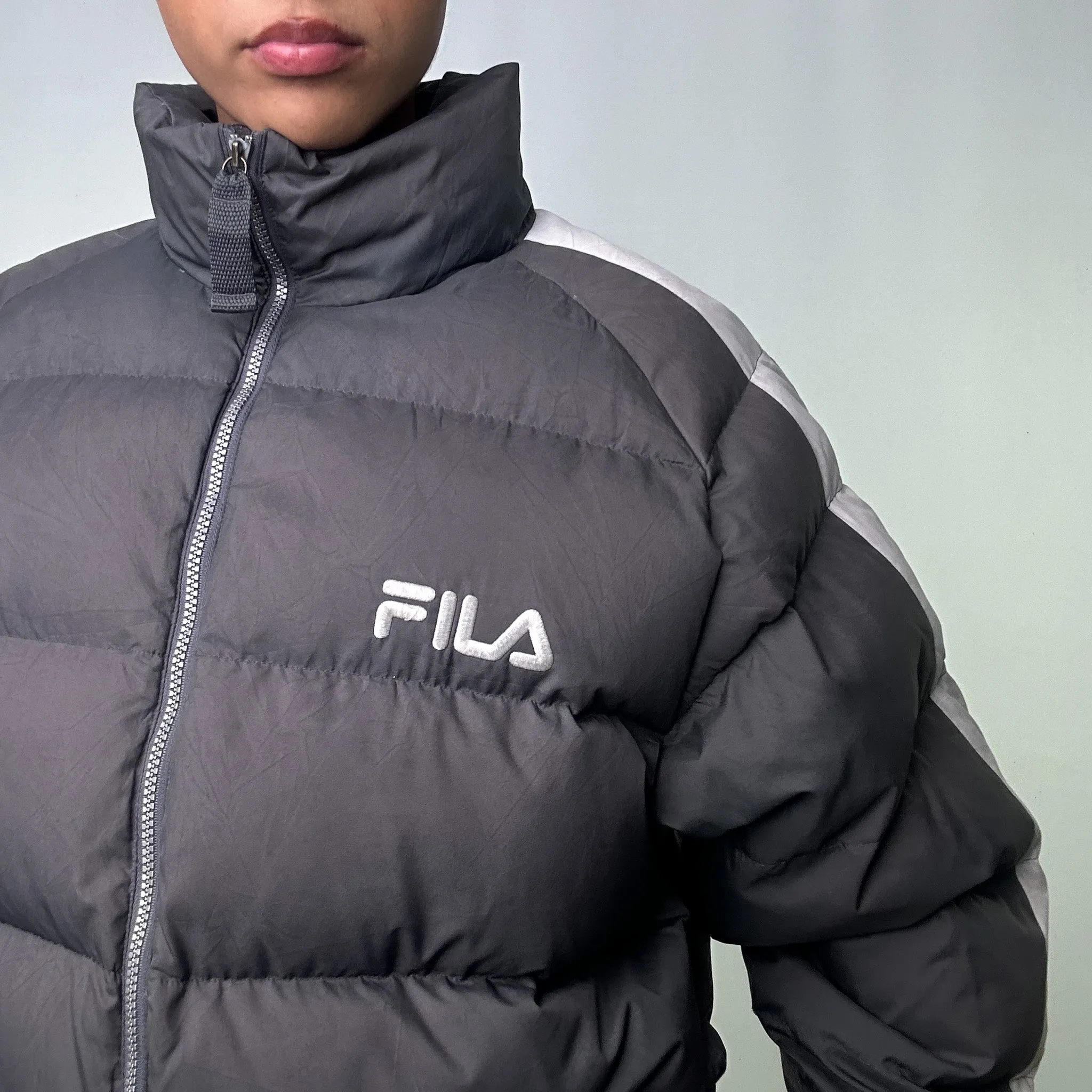 Dark Grey 90s FILA Puffer Jacket Coat (L)