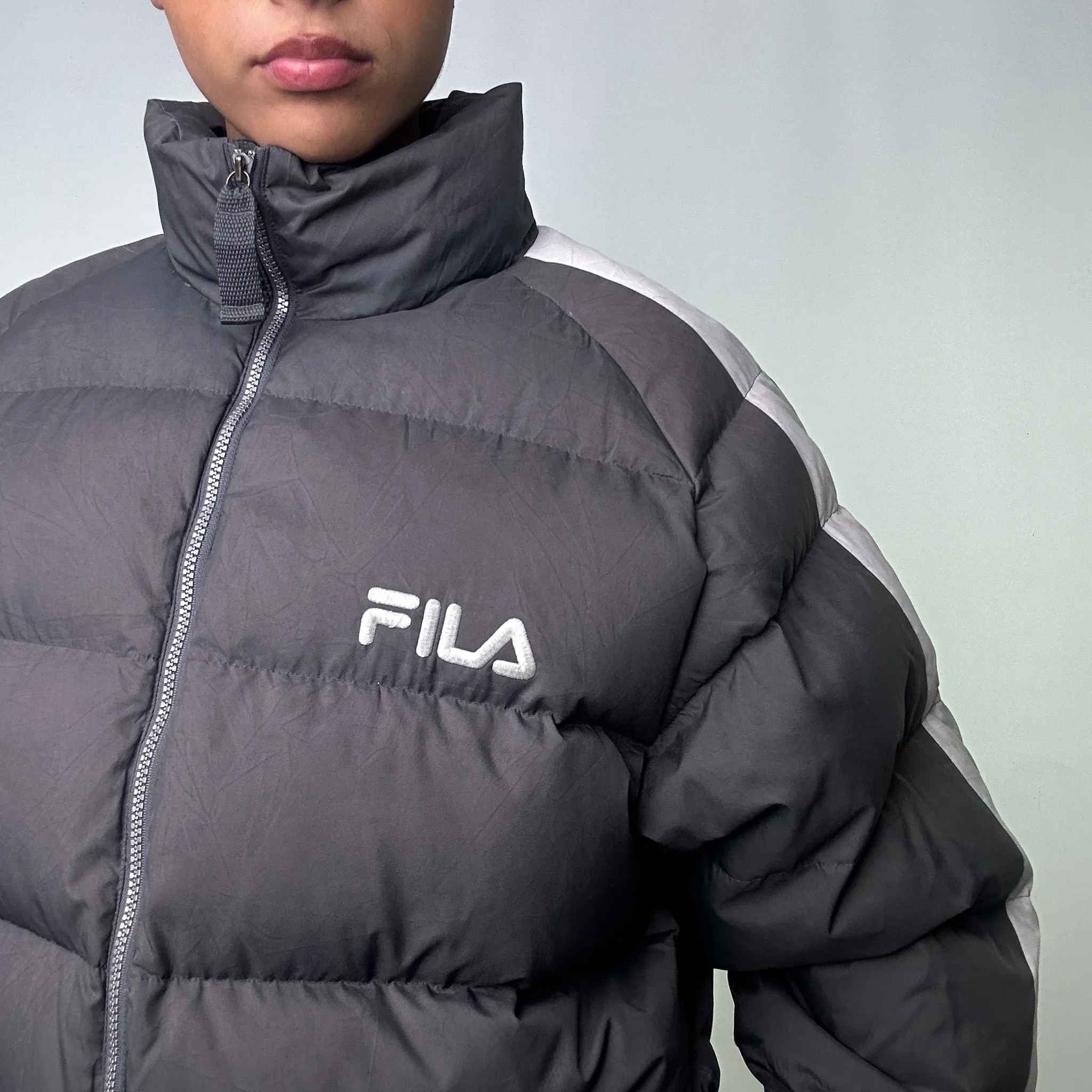 Dark Grey 90s FILA Puffer Jacket Coat (L)