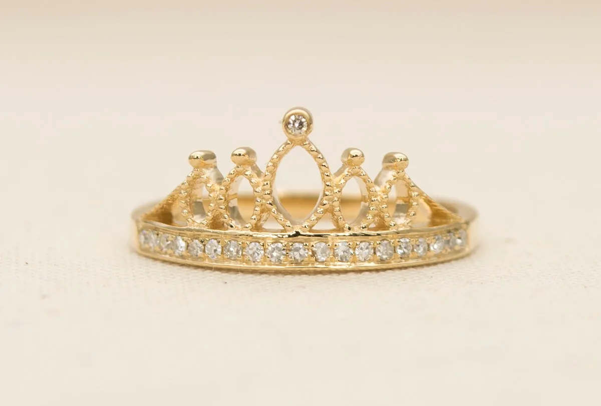 Diamond Crown Ring 18K Gold AD1225