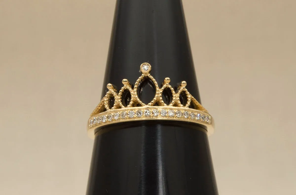 Diamond Crown Ring 18K Gold AD1225