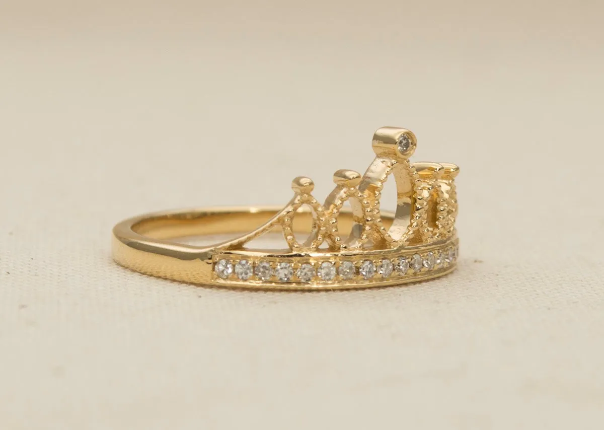 Diamond Crown Ring 18K Gold AD1225