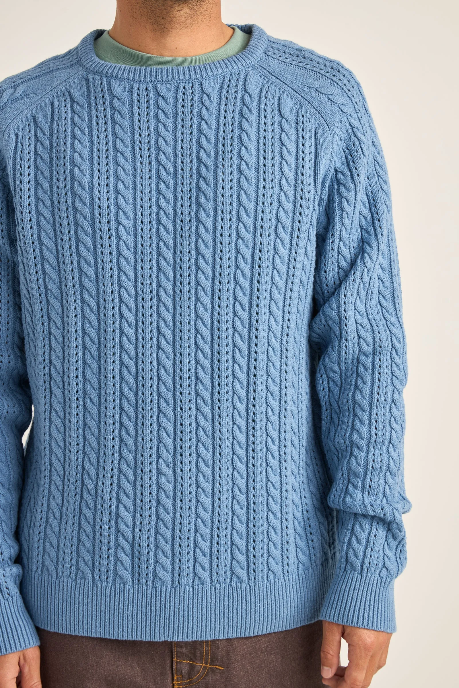 Doheny Pointelle Crew Knit  Slate